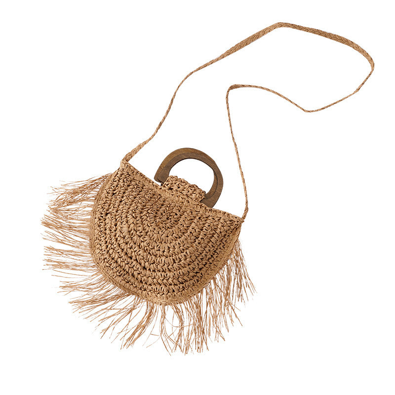 Boho Semicircle Tassel Crossbody Handbag - Travel & Beach Style