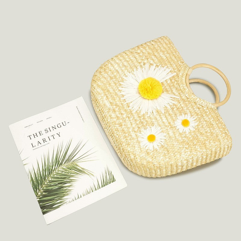 Little Daisy Woven Beach Handbag