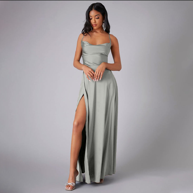 Summer Backless High-Waist Split Maxi Dress