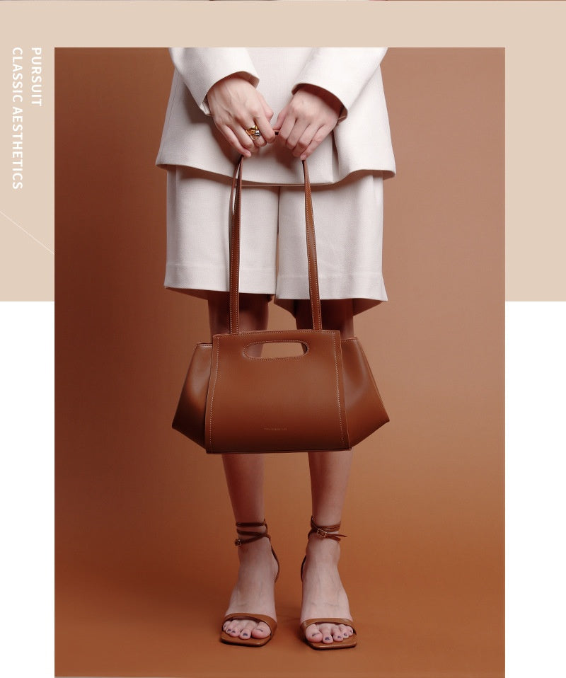 Elegant Minimalist Cowhide Underarm Shoulder Bag