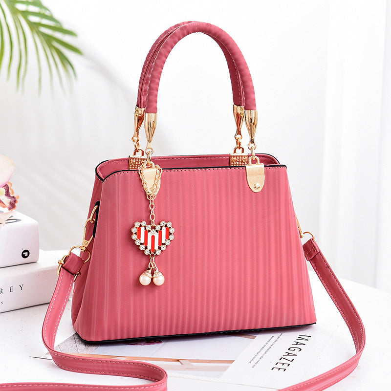 Striped Printed Lady’s Handbag , Elegant Shoulder & Tote Bag