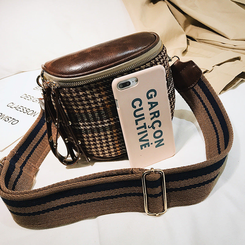 Plaid Wide Strap  Crossbody Bag