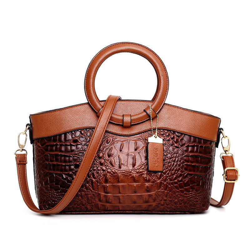 Luxury Designer Handbag - Croc Print Leather Style
