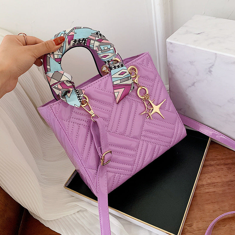 Check Pendant Square Crossbody Handbag