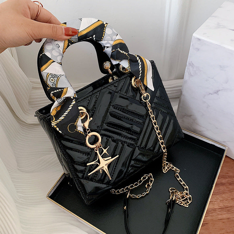 Check Pendant Square Crossbody Handbag