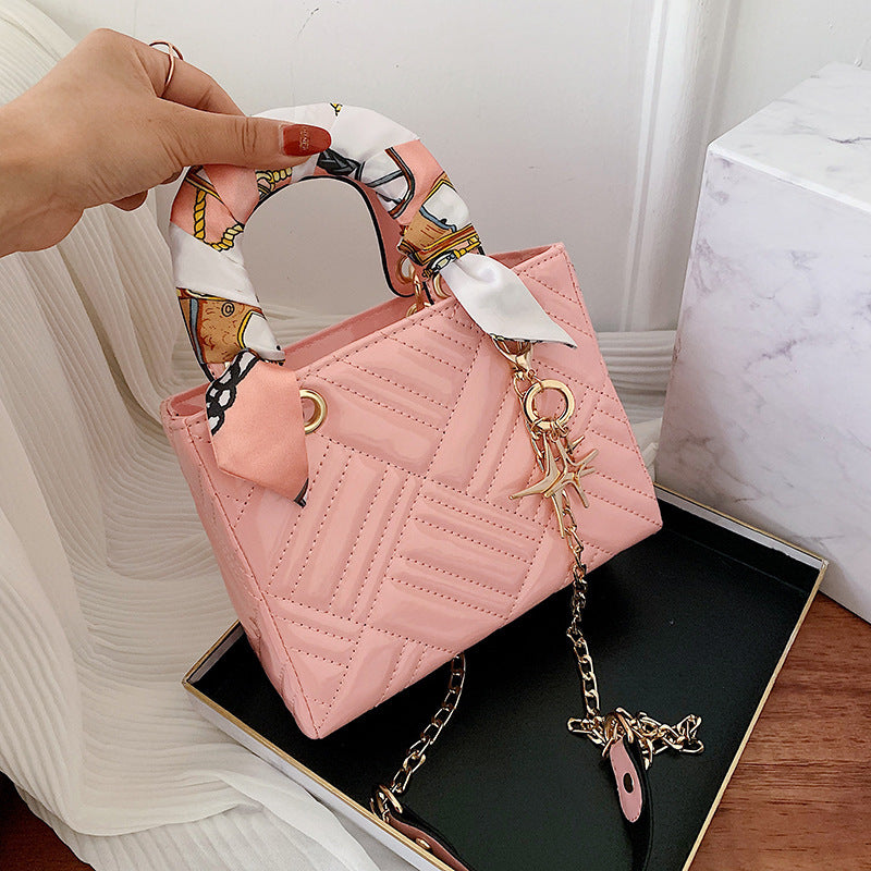Check Pendant Square Crossbody Handbag