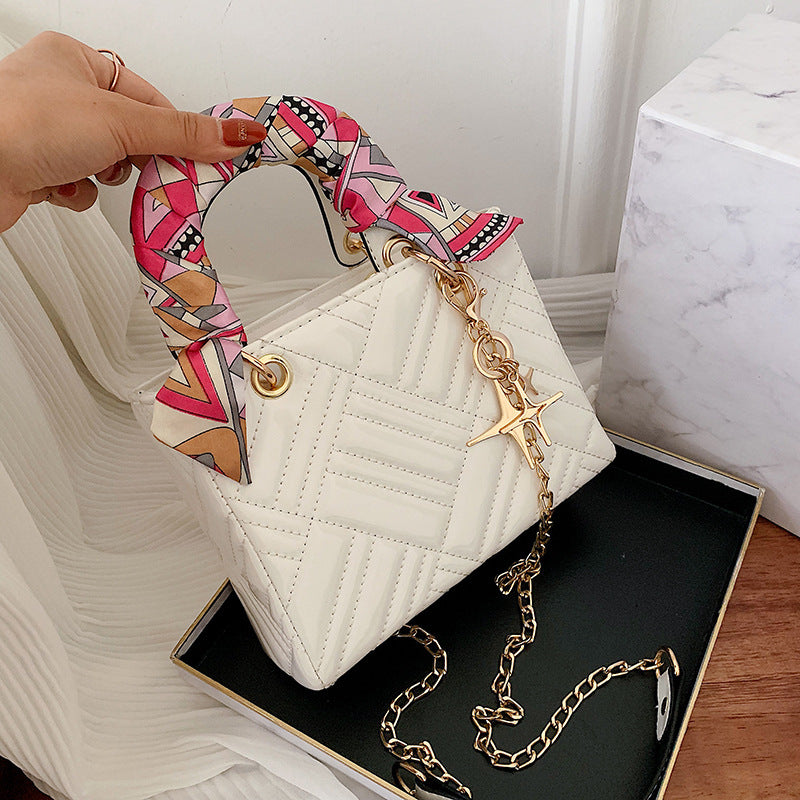 Check Pendant Square Crossbody Handbag