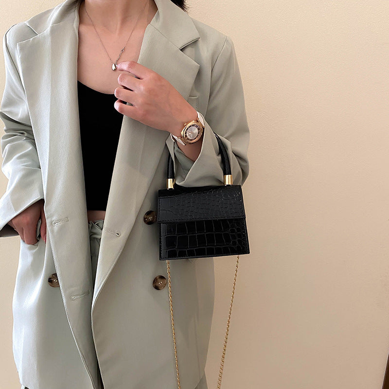 Mini Croc Print Shoulder Bag – Trendy Autumn
