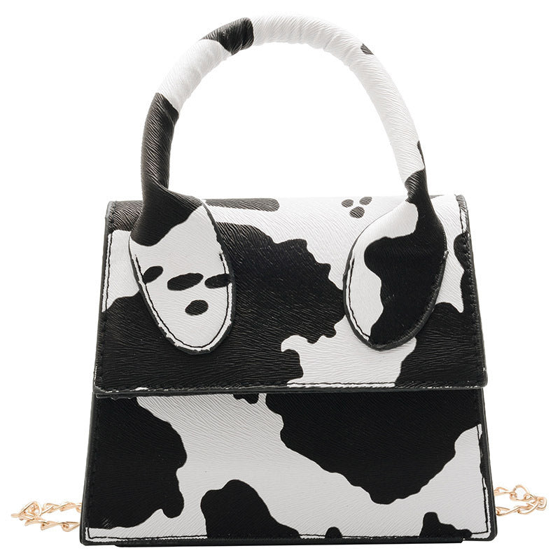 Trendy Cow-Print Mini Shoulder Handbag
