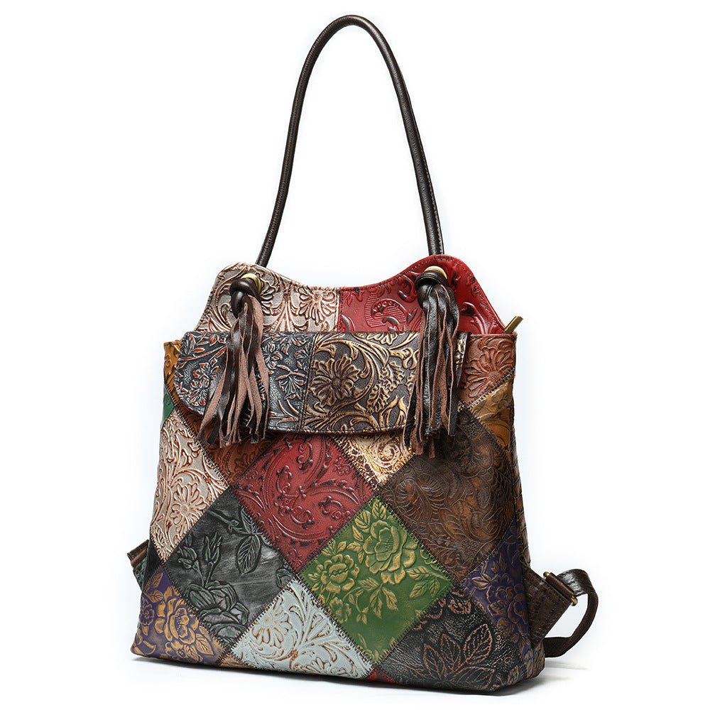 Artisan Fringe Leather Convertible Backpack & Handbag