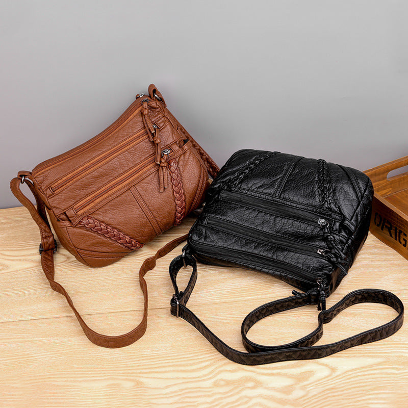 Soft Leather Casual Shoulder Bag