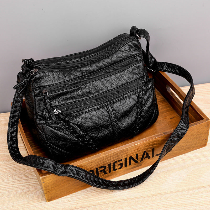 Soft Leather Casual Shoulder Bag