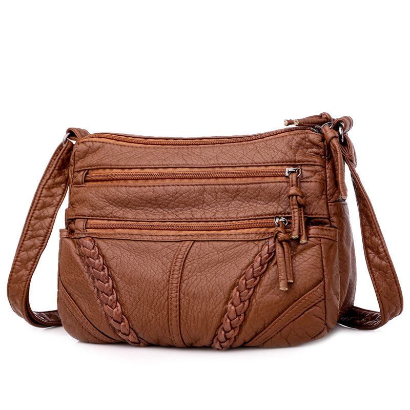 Soft Leather Casual Shoulder Bag
