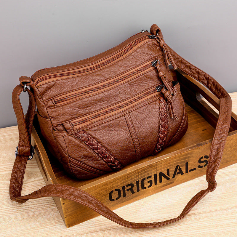 Soft Leather Casual Shoulder Bag