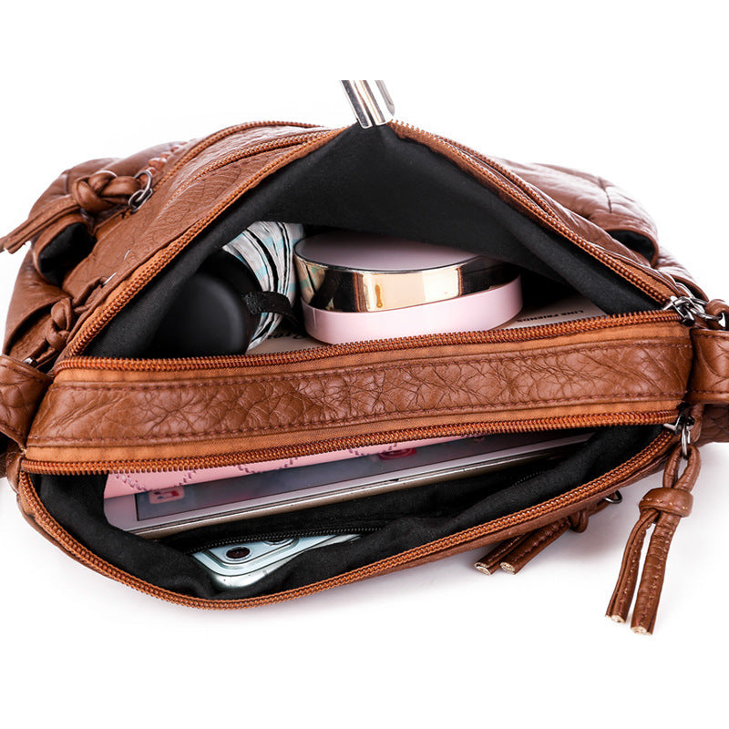 Soft Leather Casual Shoulder Bag
