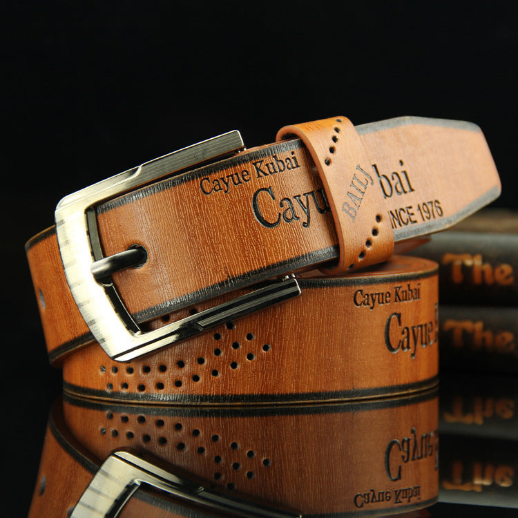 Men's Retro Pin Buckel Leather Belt | Vintage Casual Style