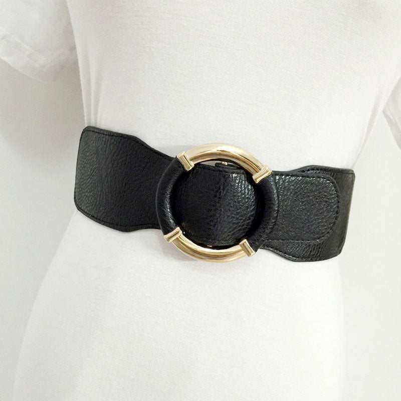 Women's Wide Coat Belt | Round  Buckel Design