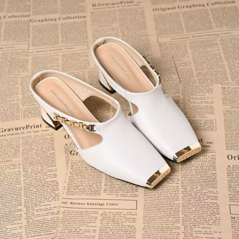 Metal Tilta French Retro Square Toe Sandals