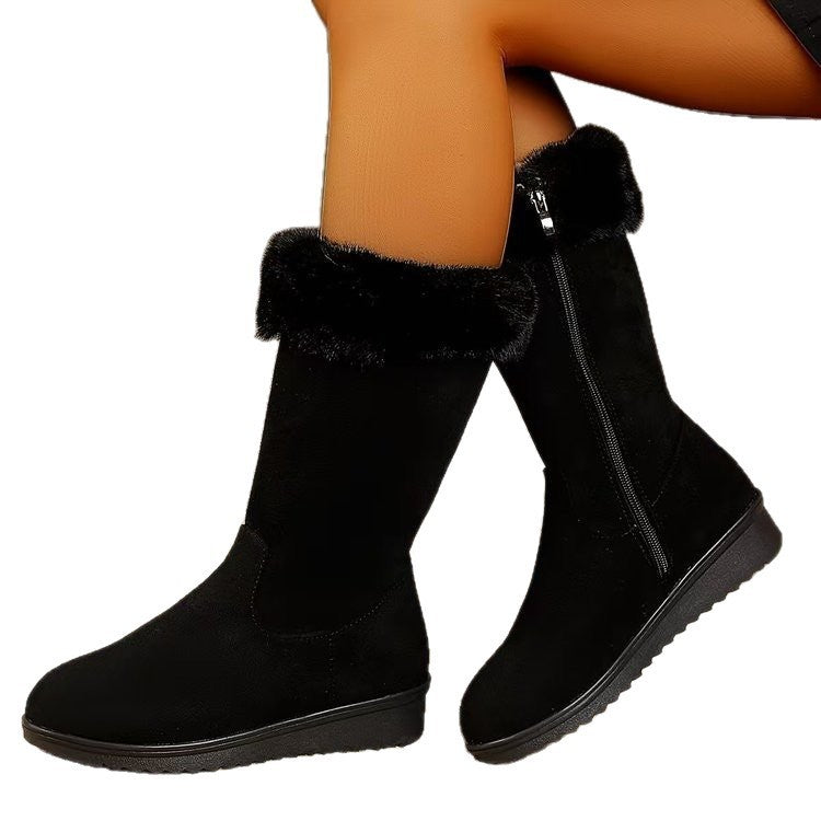 Fleece-Lined Thickened Mid-Calf Versatile Snow Boots
