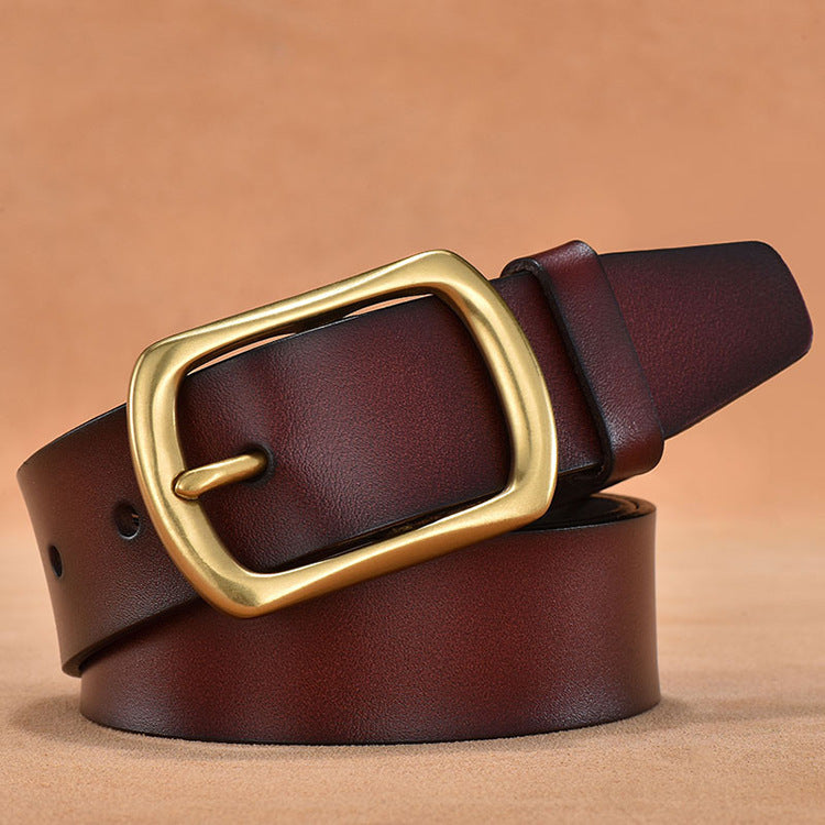 Vintage Leather Belt  With Gold Pin Buckel