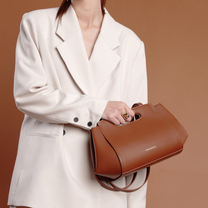 Elegant Minimalist Cowhide Underarm Shoulder Bag