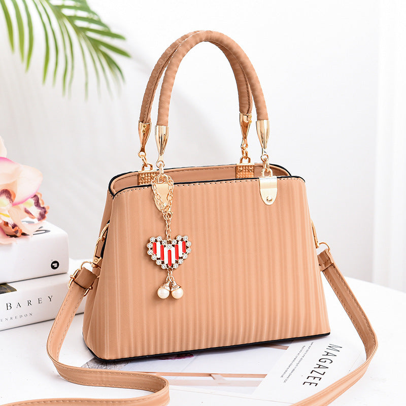 Striped Printed Lady’s Handbag , Elegant Shoulder & Tote Bag