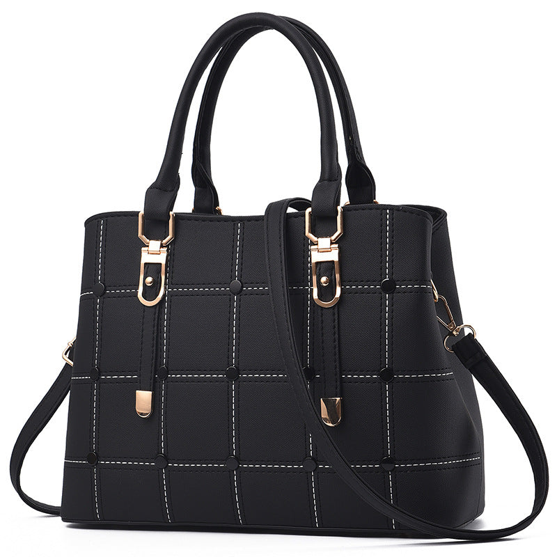 Elegant Plaid Button Tote Bag – Luxury Women’s Crossbody Handbag
