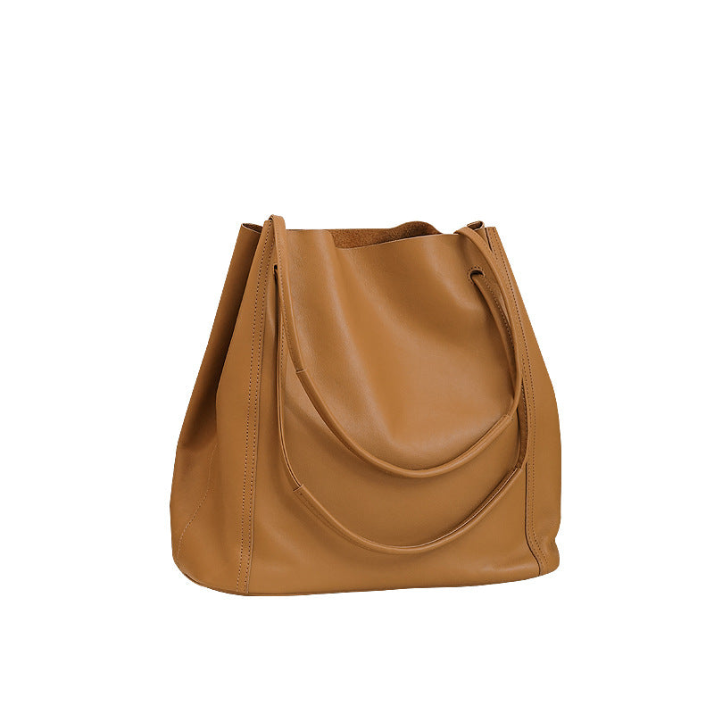 Elegant Soft Cowhide Large Capacity Tote Bag