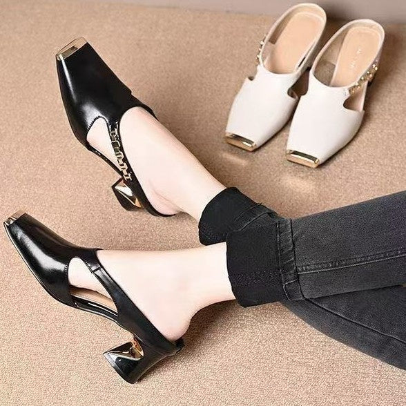 Metal Tilta French Retro Square Toe Sandals