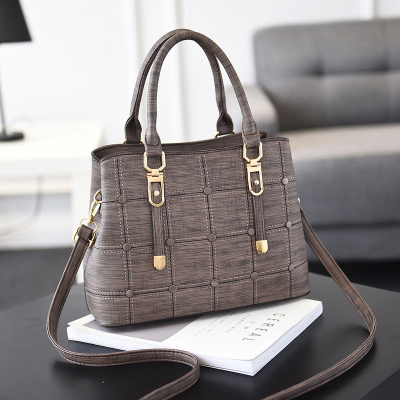 Elegant Plaid Button Tote Bag – Luxury Women’s Crossbody Handbag