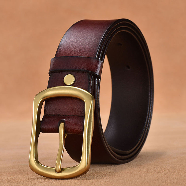 Vintage Leather Belt  With Gold Pin Buckel