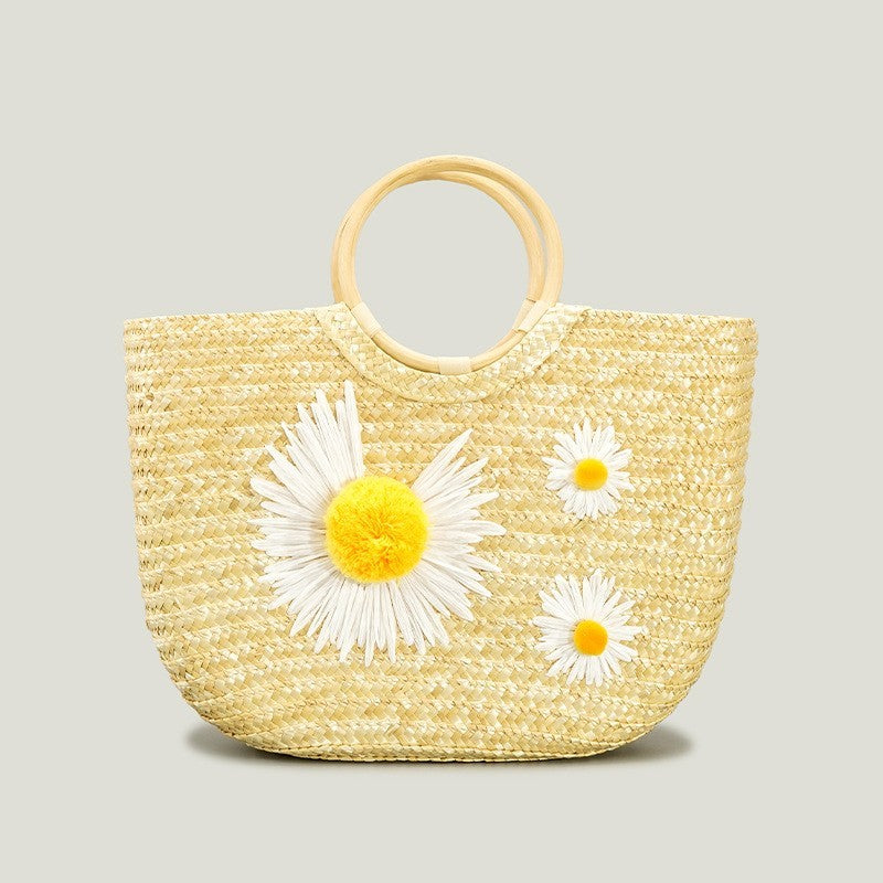 Little Daisy Woven Beach Handbag