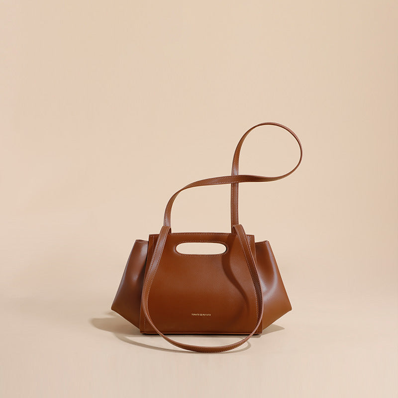 Elegant Minimalist Cowhide Underarm Shoulder Bag