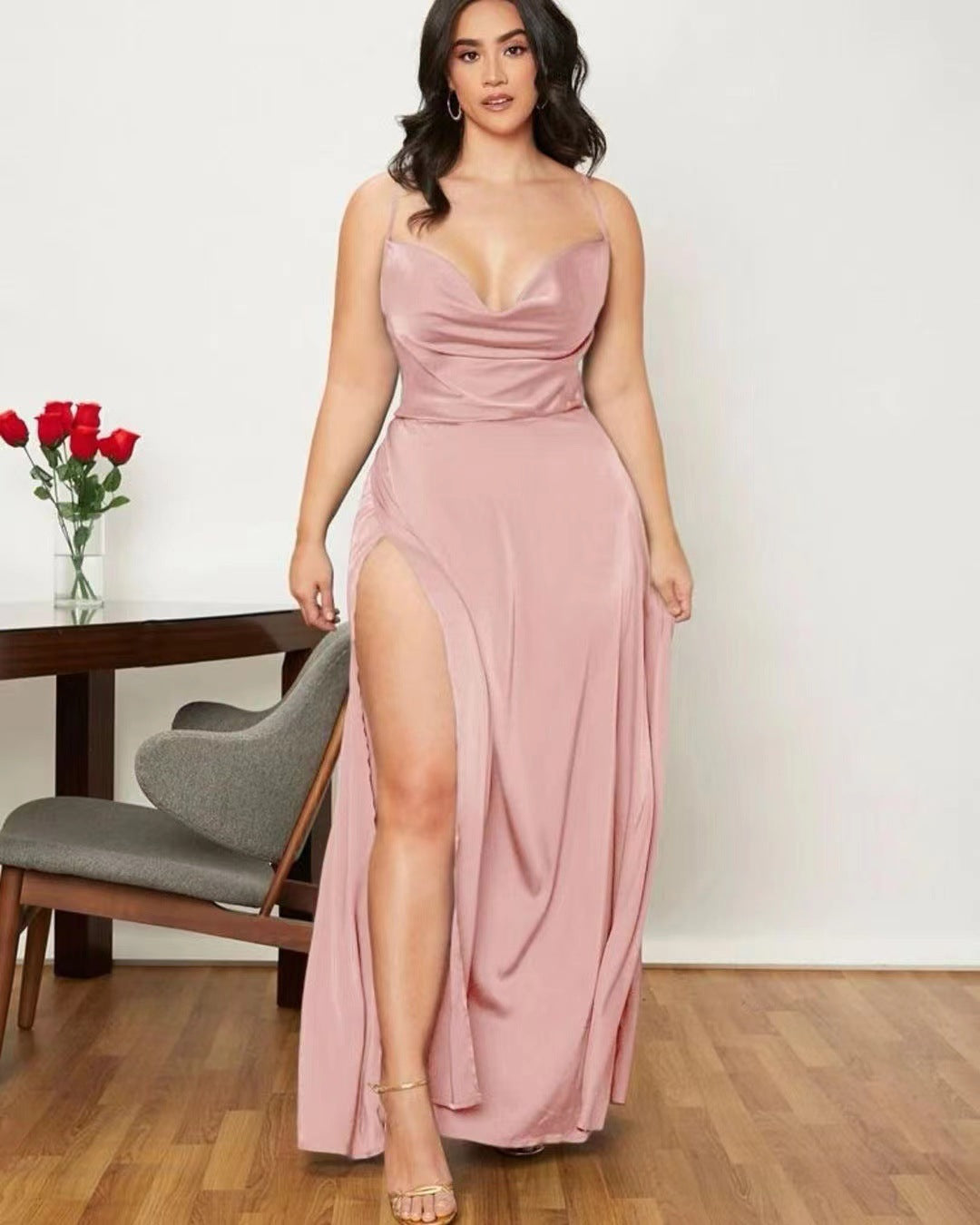 Summer Backless High-Waist Split Maxi Dress