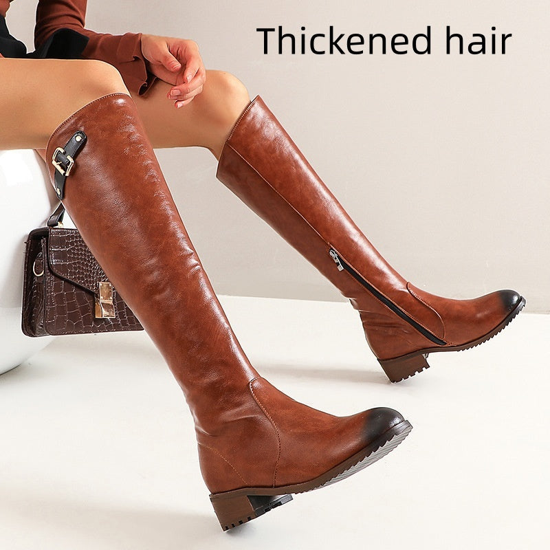 Retro Chunky Heel Knight Boots