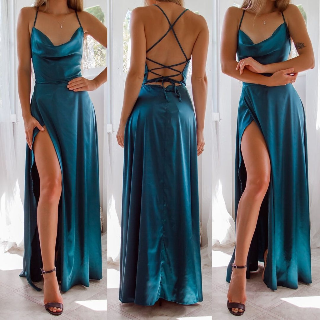 Summer Backless High-Waist Split Maxi Dress