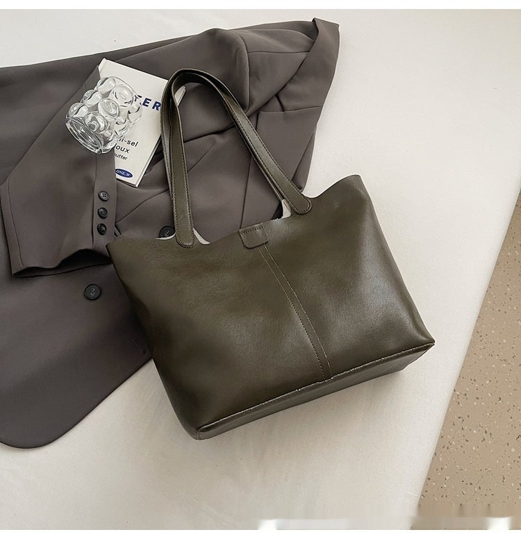 Large Capacity Retro Textured Shoulder Tote Bag