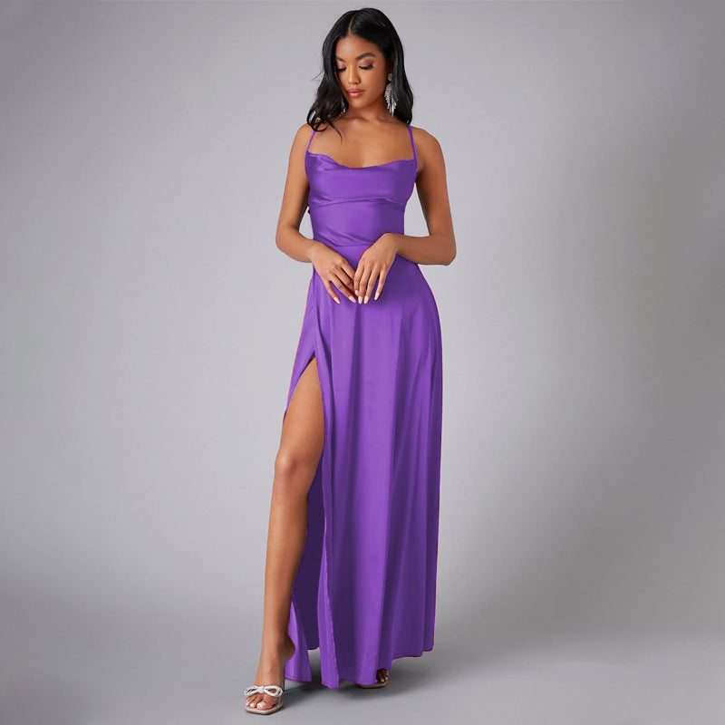 Summer Backless High-Waist Split Maxi Dress