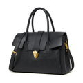 Vintage Lock Leather Handbag – Elegant Structured Office Bag