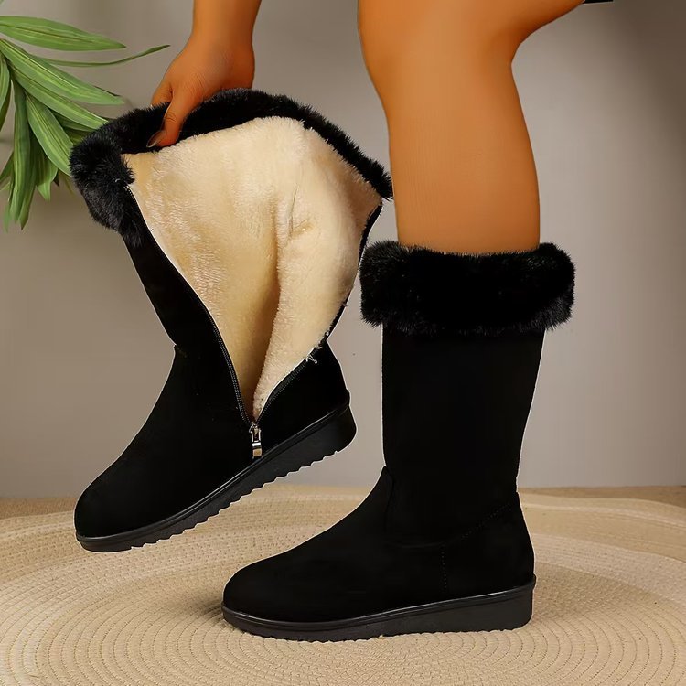 Fleece-Lined Thickened Mid-Calf Versatile Snow Boots