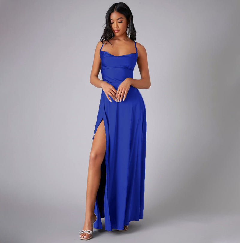 Summer Backless High-Waist Split Maxi Dress
