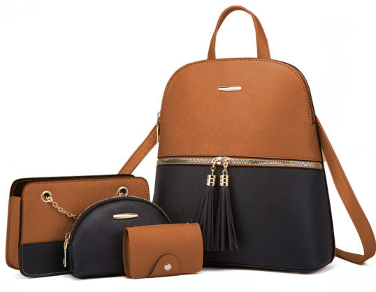 Stylish 4- Piece Leather Shoulder Bag Set & Everyday Use