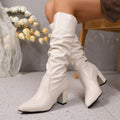 Pointed Pleated High Hell Fashion Boots
