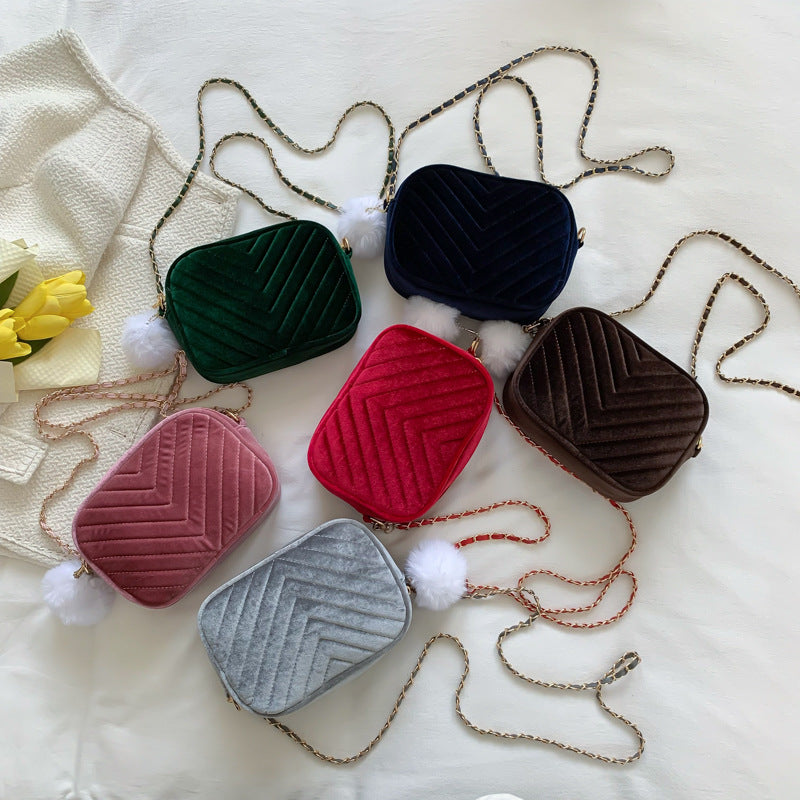 Quilted Velvet Crossbody Mini Bag