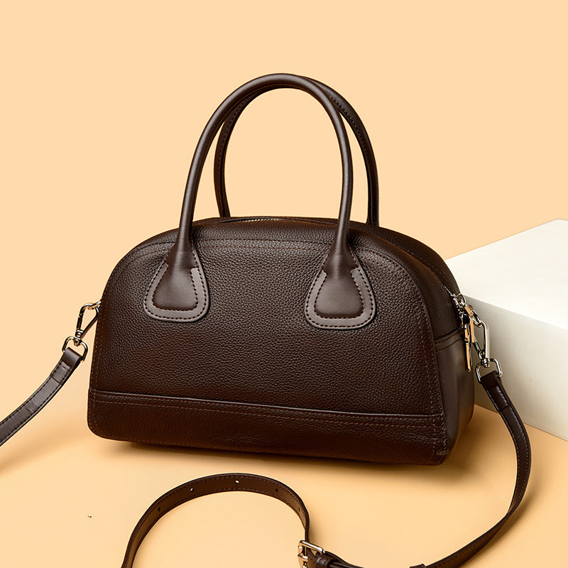 Elegant Vintage Leather Top Handle Crossbody Bag