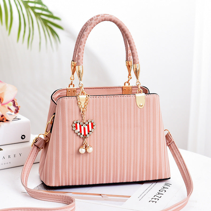Striped Printed Lady’s Handbag , Elegant Shoulder & Tote Bag