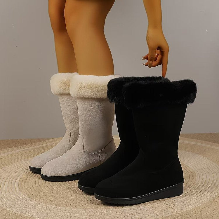 Fleece-Lined Thickened Mid-Calf Versatile Snow Boots