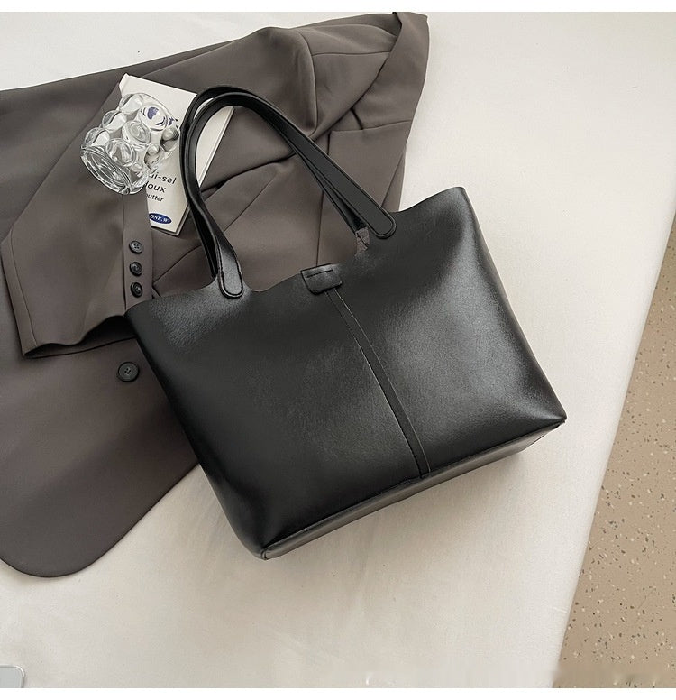 Large Capacity Retro Textured Shoulder Tote Bag