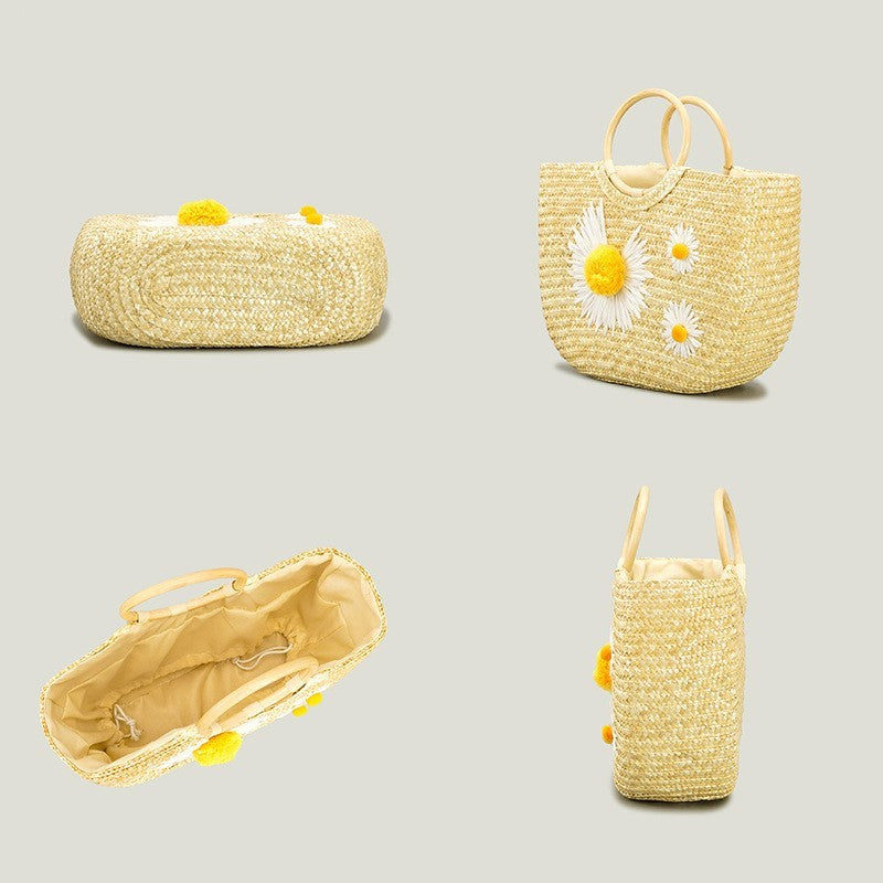 Little Daisy Woven Beach Handbag