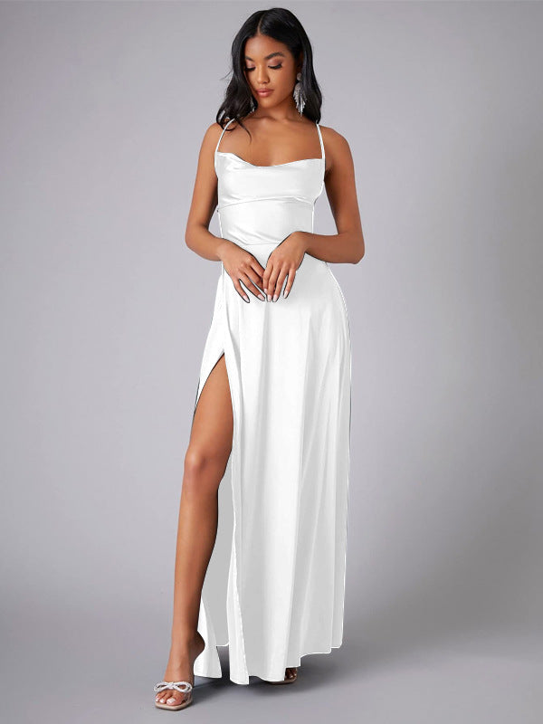 Summer Backless High-Waist Split Maxi Dress